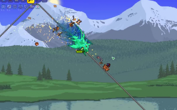 泰拉瑞亚前期怎么用铁轨打BOSS3