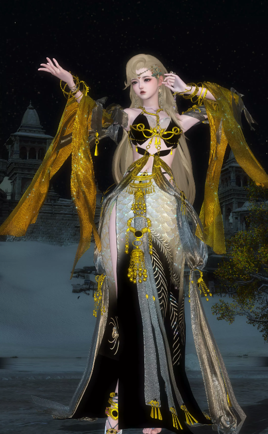 逆水寒巴蛇时装染色黑金巴蛇分享2