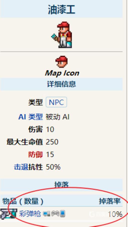泰拉瑞亚油漆工掉落概率是多少?2