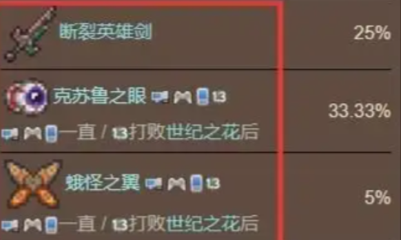 泰拉瑞亚断裂英雄剑会掉哪个地方1